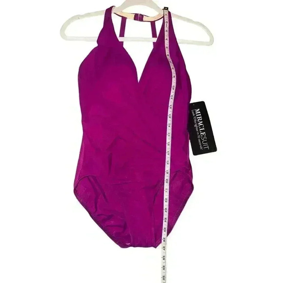 Miraclesuit Rock Solid Wrapsody Magenta One Piece, Size 8 - Picture 7 of 7